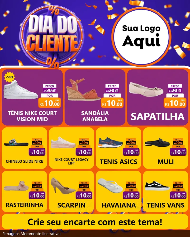 Modelo de Rede Social para Feed Instagram com o tema Dia do Cliente para Calçados
