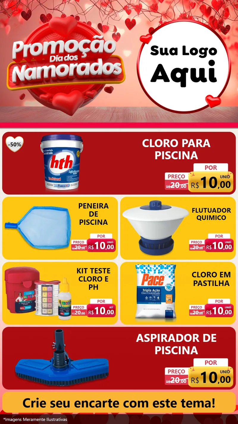Modelo de TV para TV Vertical com o tema Promoção Dia dos Namorados para Produtos para Piscina