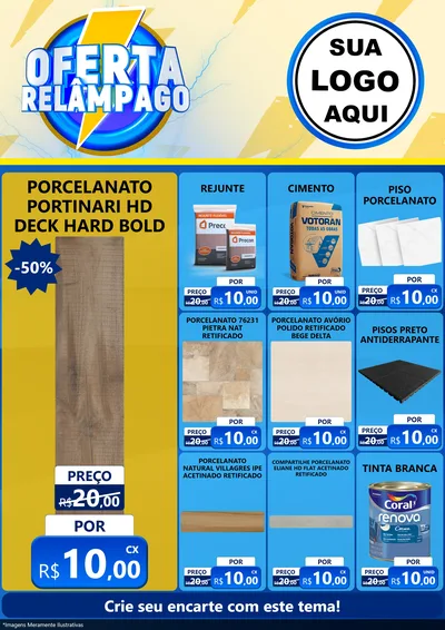 Modelo de Encarte para Encarte A4 Vertical com o tema Oferta Relâmpago para Pisos e revestimentos