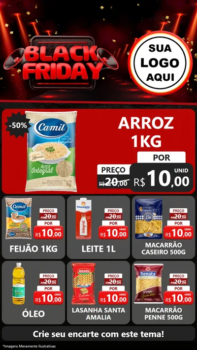 Modelo de Rede Social para Stories com o tema Black Friday para Supermercado