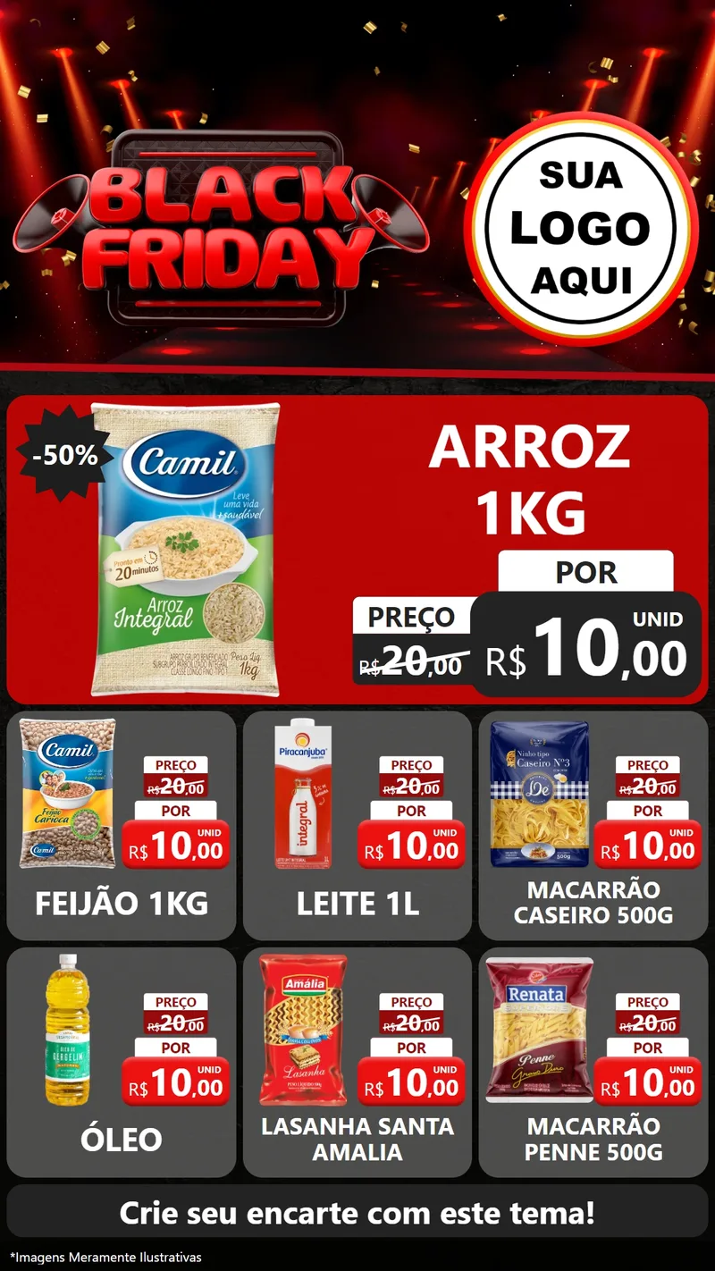 Modelo de Rede Social para Stories com o tema Black Friday para Supermercado