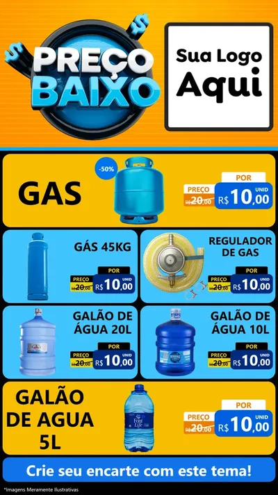 Modelo de TV para TV Vertical com o tema Preço Baixo para Água e gás