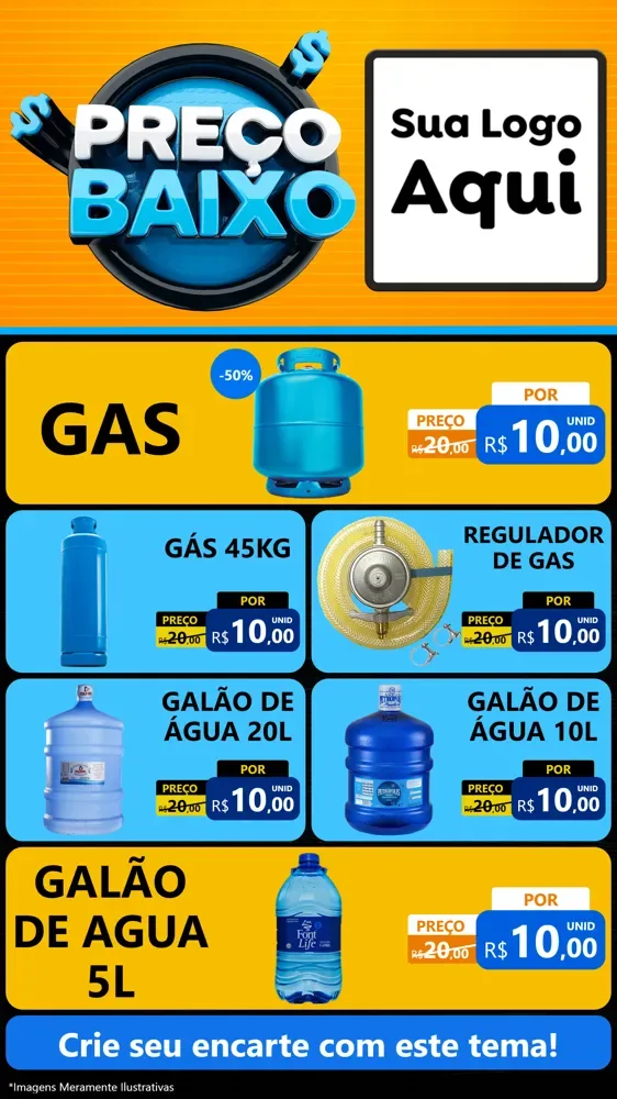 Modelo de TV para TV Vertical com o tema Preço Baixo para Água e gás
