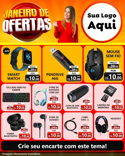 Modelo de Rede Social para Feed Instagram com o tema Janeiro de Ofertas para Informática