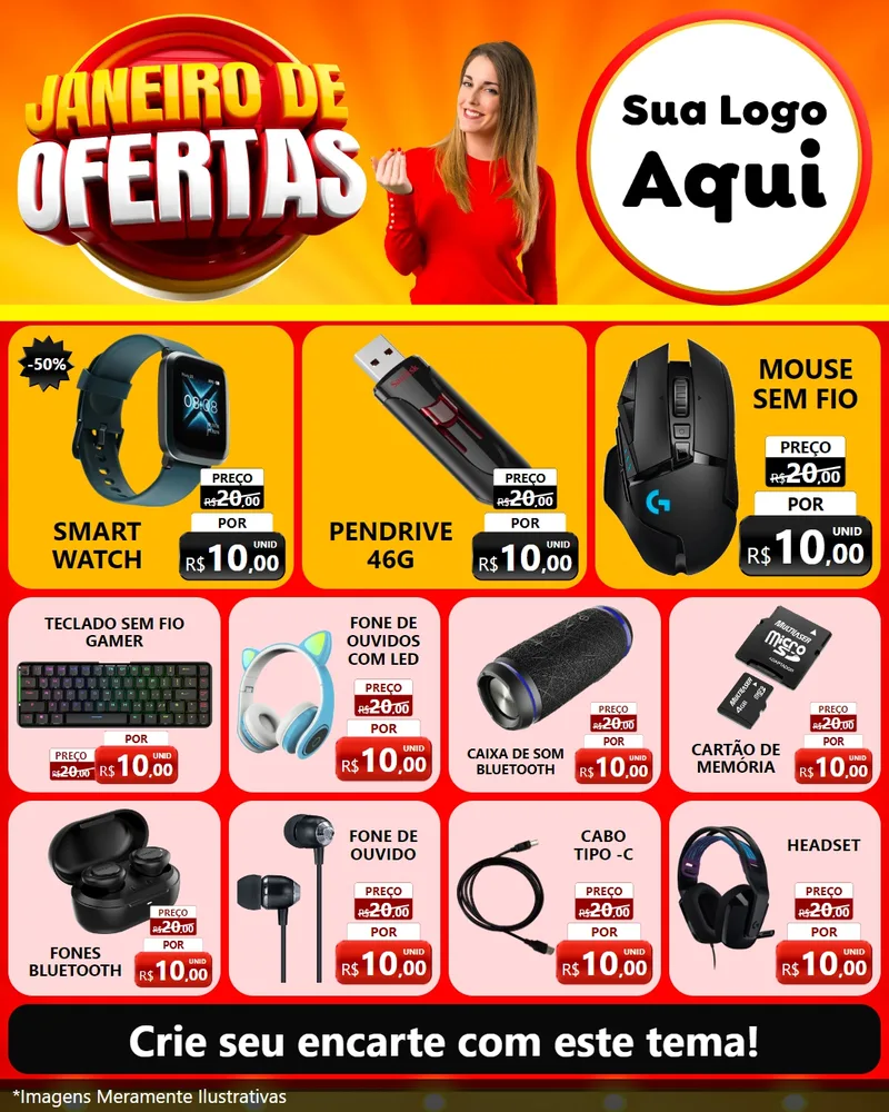 Modelo de Rede Social para Feed Instagram com o tema Janeiro de Ofertas para Informática