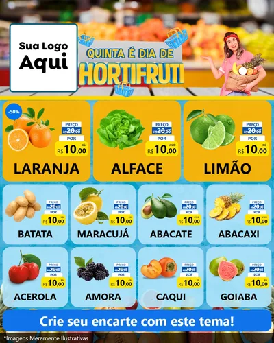 Modelo de Rede Social para Feed Instagram com o tema Quinta É Dia de Hortifruti para Hortifrúti