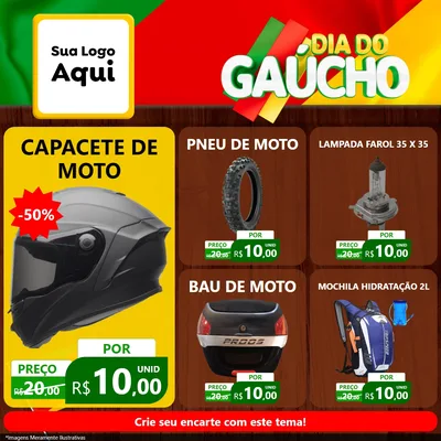 Modelo de Rede Social para Feed Facebook com o tema Dia do Gaúcho para Moto peças