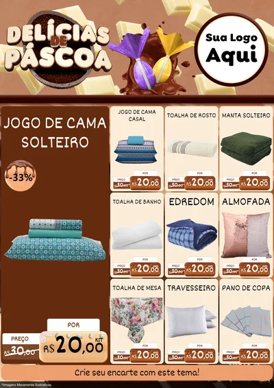 Modelo de Encarte para Encarte A4 Vertical com o tema Delícias de Páscoa para Cama, Mesa e Banho