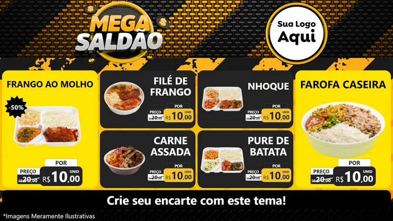 Modelo de TV para TV Horizontal com o tema Mega Saldão para Restaurante