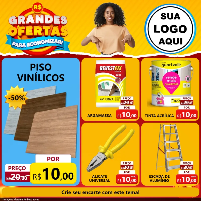 Modelo de Rede Social para Feed Facebook com o tema Grandes Ofertas Para Economizar! para Material para Construção