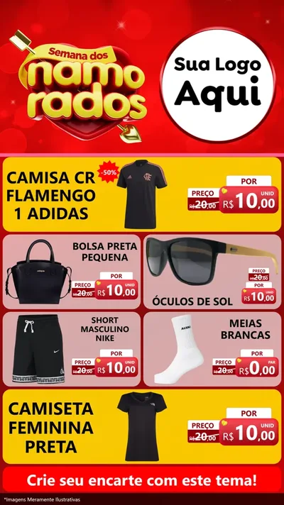 Modelo de TV para TV Vertical com o tema Semana dos namorados para Roupas e acessórios