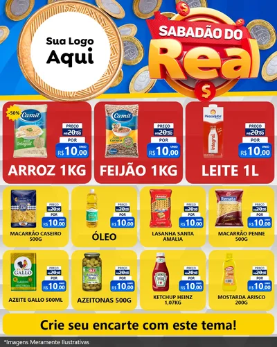 Modelo de Rede Social para Feed Instagram com o tema Sabadão do Real para Supermercado