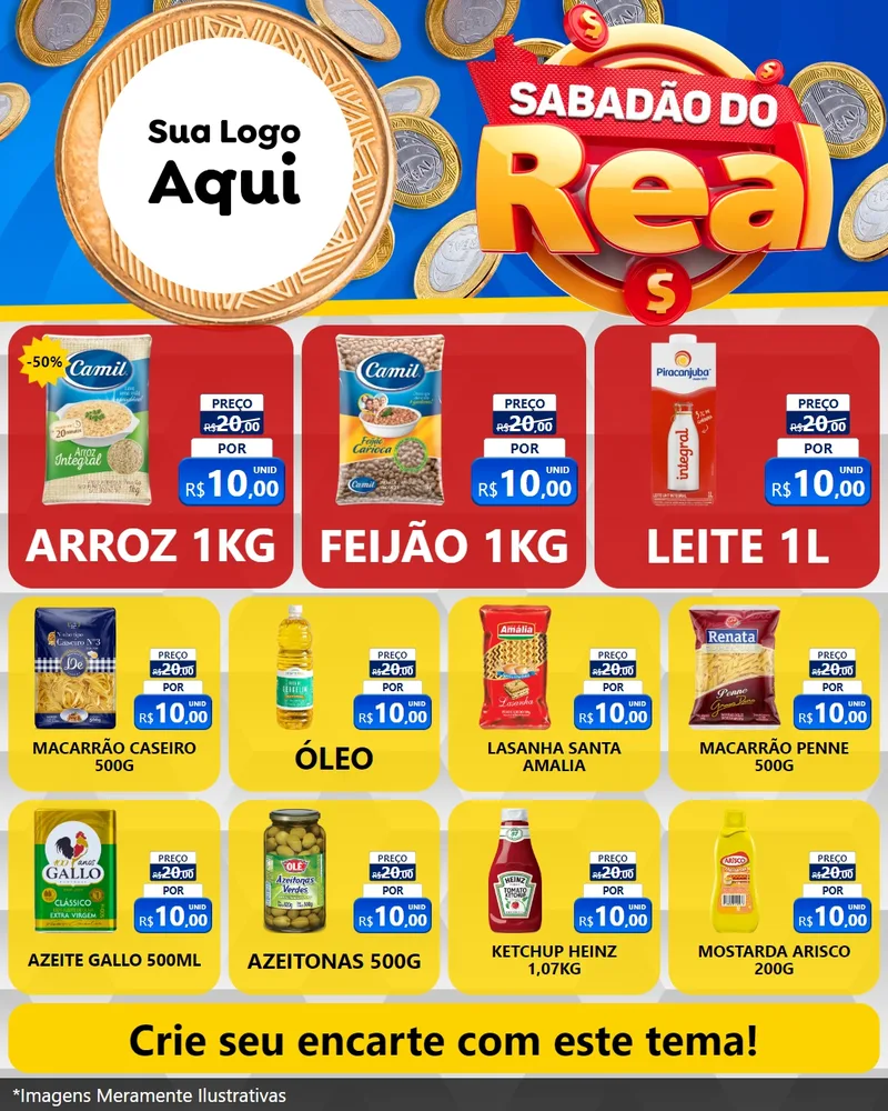 Modelo de Rede Social para Feed Instagram com o tema Sabadão do Real para Supermercado