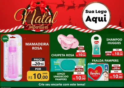 Modelo de Encarte para Encarte A4 Horizontal com o tema Natal Imperdível para Bebês