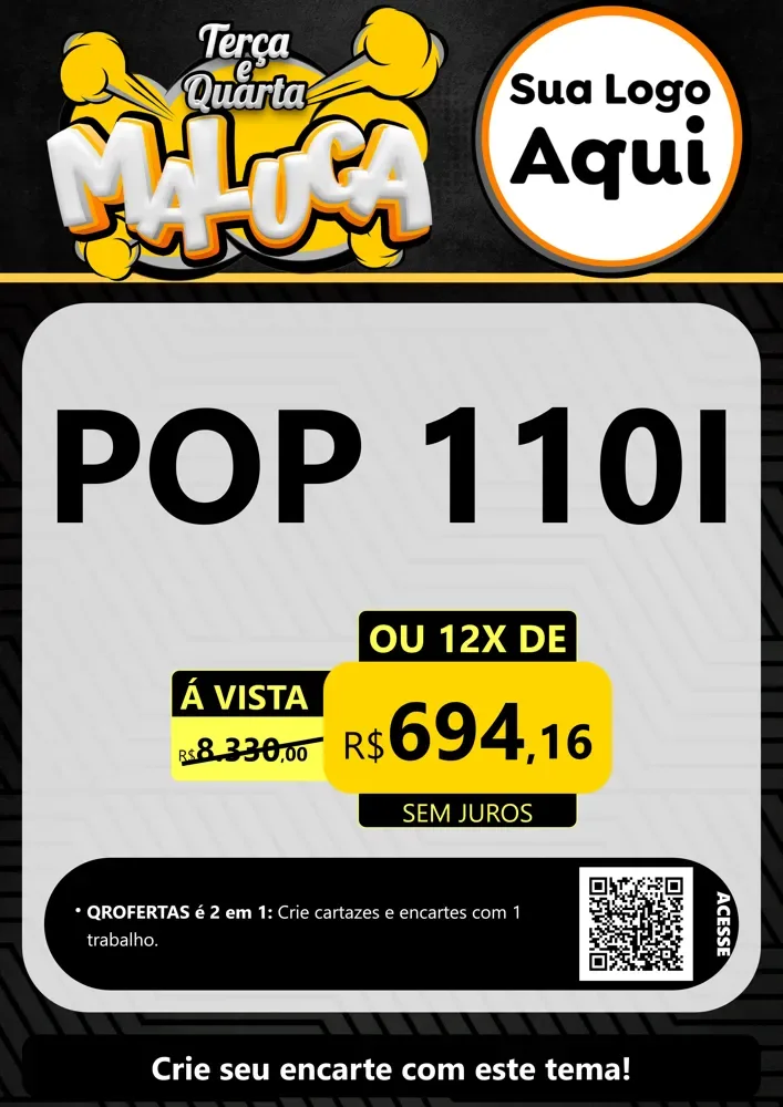 Modelo de Cartaz para Cartaz A4 Vertical com o tema Terça e Quarta Maluca para Concessionaria de Motos