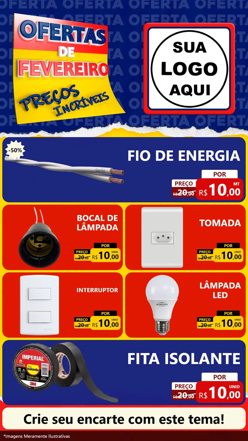 Modelo de TV para TV Vertical com o tema Ofertas de Fevereiro - Preços Incríveis para Materiais Elétricos