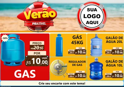 Modelo de Encarte para Encarte A4 Horizontal com o tema Verão Imbatível para Água e gás