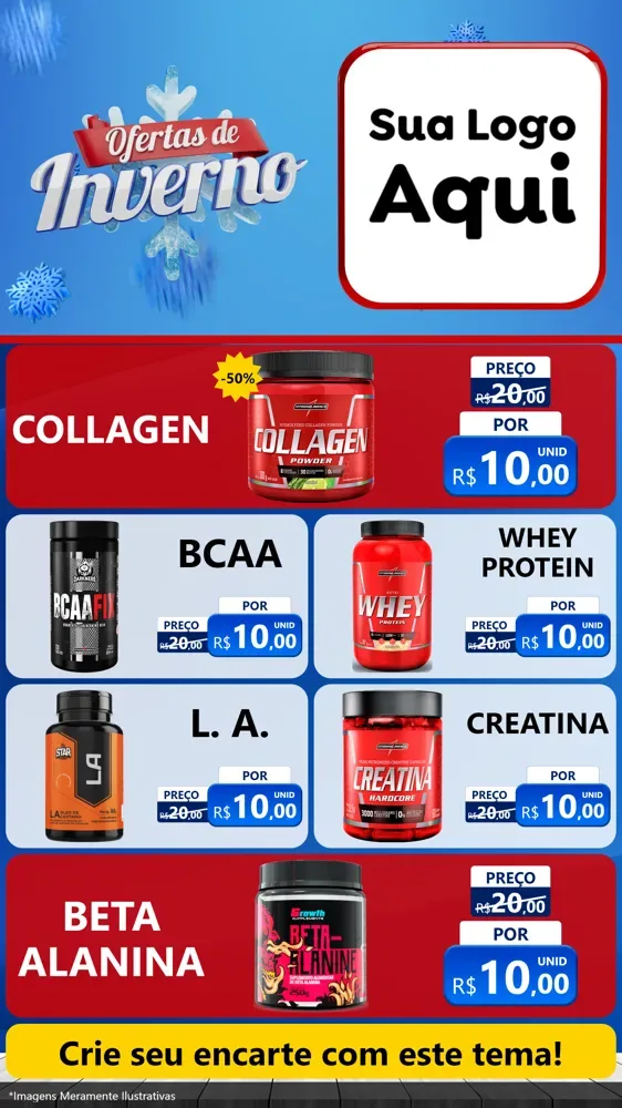 Modelo de TV para TV Vertical com o tema Ofertas de Inverno para Suplementos alimentares