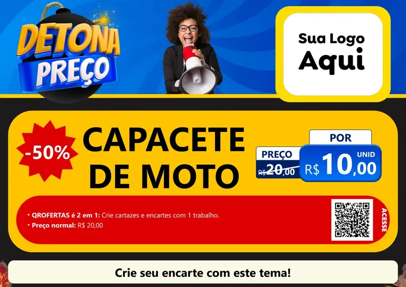 Modelo de Cartaz para Cartaz A4 Horizontal com o tema Detona Preços para Moto peças