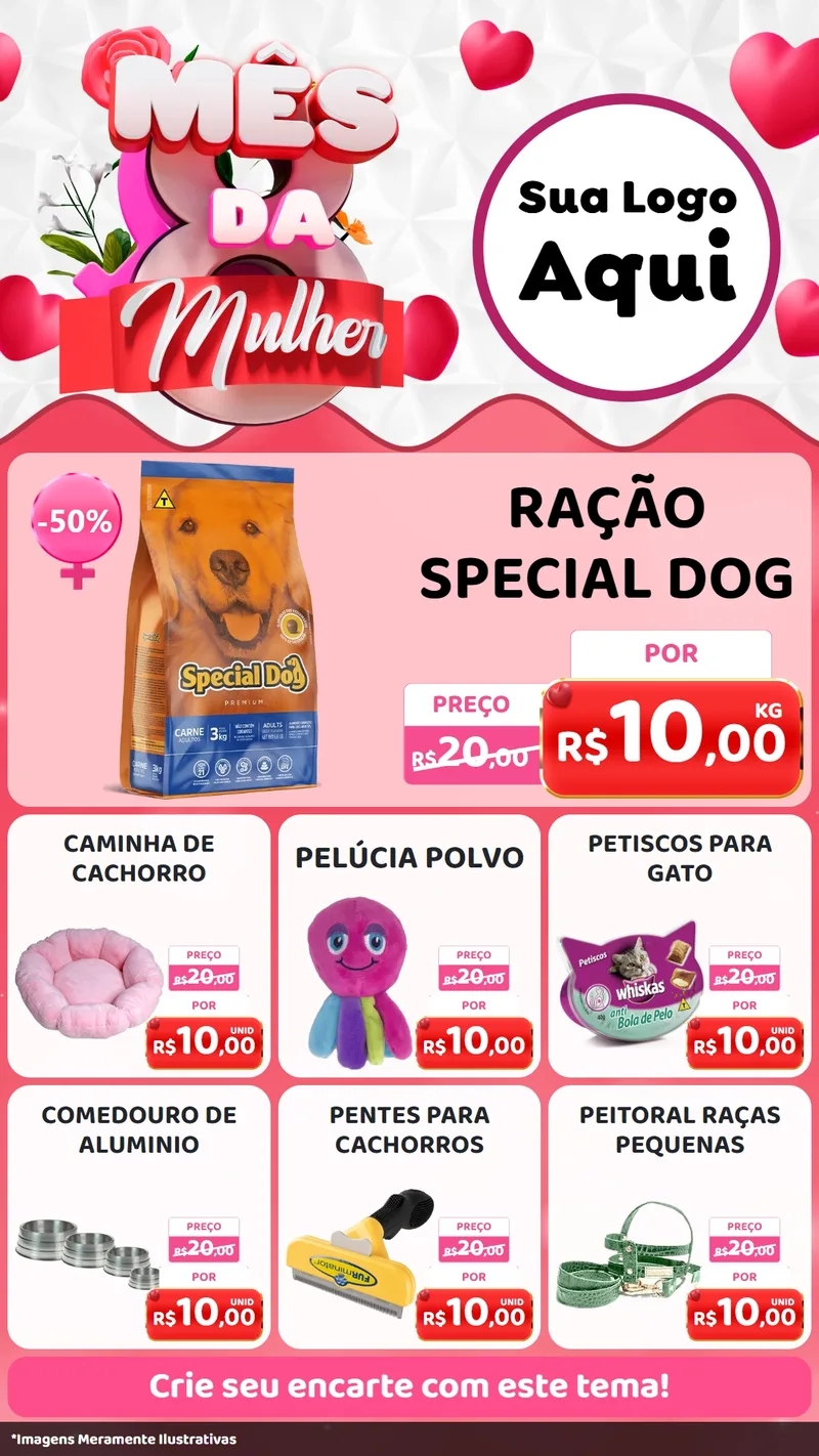 Modelo de Rede Social para Stories com o tema Mês da Mulher para Pet Shop