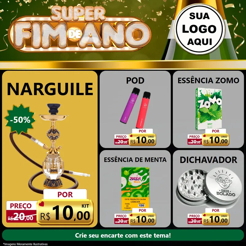 Modelo de Rede Social para Feed Facebook com o tema Super Fim de Ano para Tabacaria