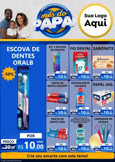 Modelo de Encarte para Encarte A4 Vertical com o tema Ofertas Imperdíveis Mês Do Papai para Higiene Pessoal