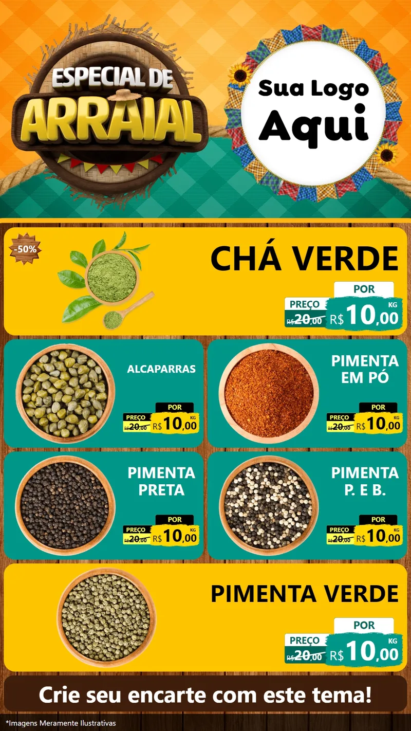 Modelo de TV para TV Vertical com o tema Especial De Arraial para Produtos Naturais