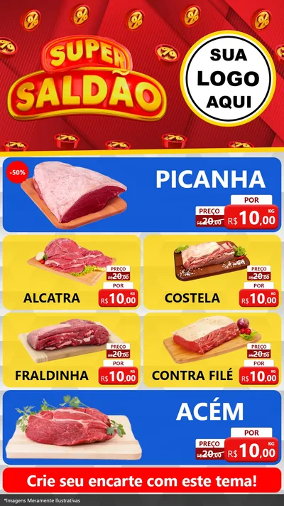 Modelo de TV para TV Vertical com o tema Super Saldão para Açougue
