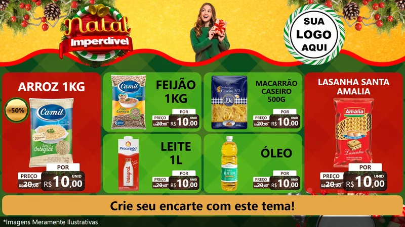 Modelo de TV para TV Horizontal com o tema Natal Imperdível para Supermercado