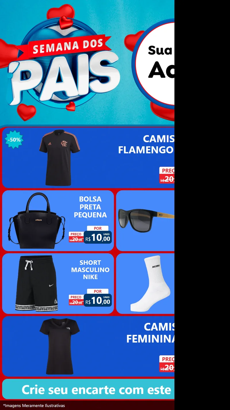 Modelo de TV para TV Vertical com o tema Semana Dos Pais para Roupas e acessórios