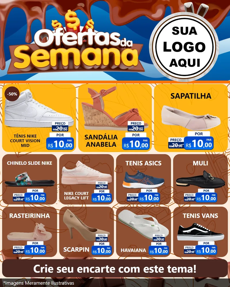 Modelo de Rede Social para Feed Instagram com o tema Ofertas da Semana - Páscoa para Calçados