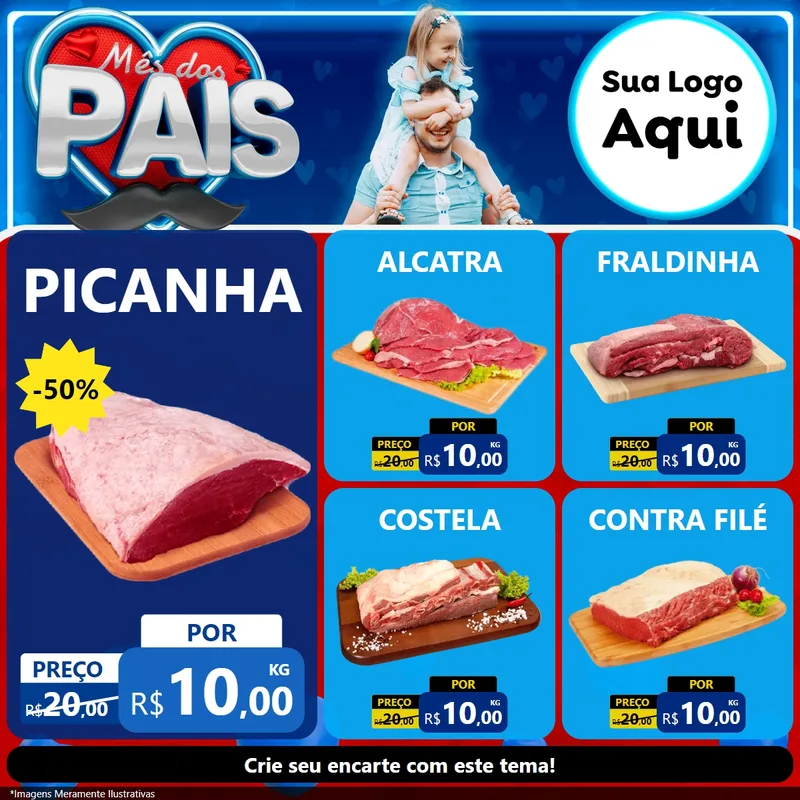 Modelo de Rede Social para Feed Facebook com o tema Mês Dos Pais para Açougue