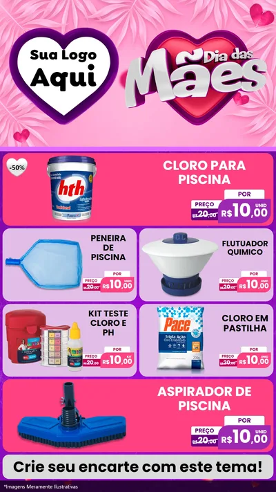 Modelo de TV para TV Vertical com o tema Dia das Mães para Produtos para Piscina