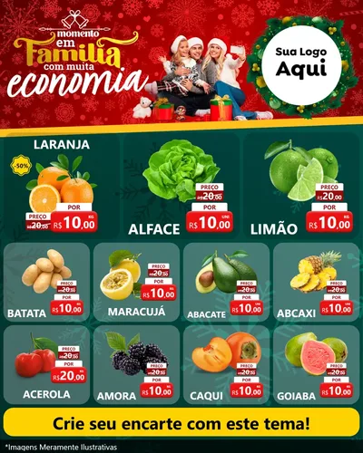 Modelo de Rede Social para Feed Instagram com o tema Momento em Família (Natal) para Hortifrúti