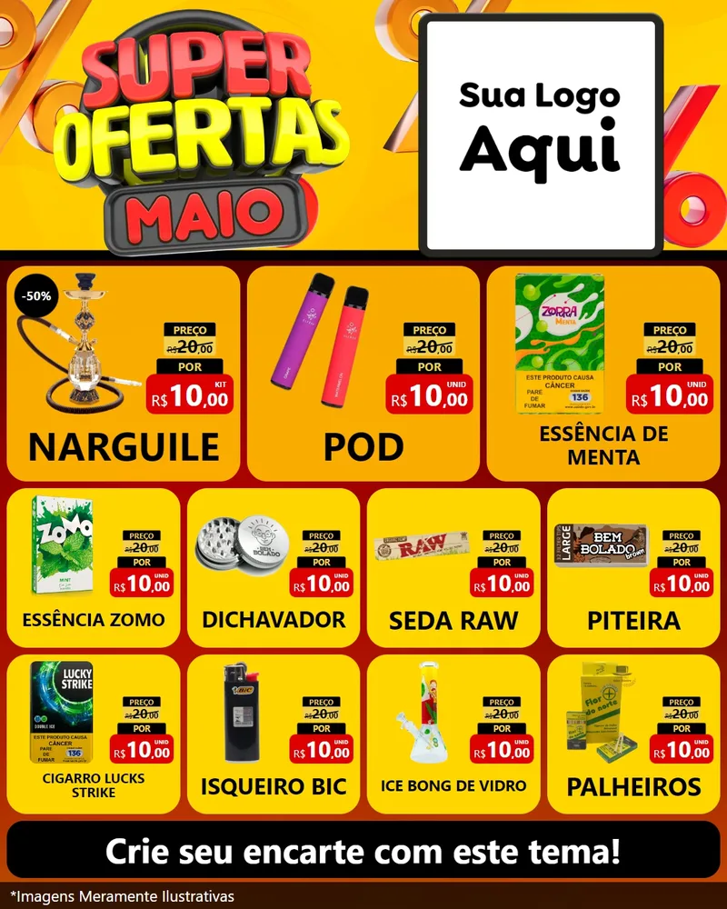 Modelo de Rede Social para Feed Instagram com o tema Super Ofertas Maio para Tabacaria