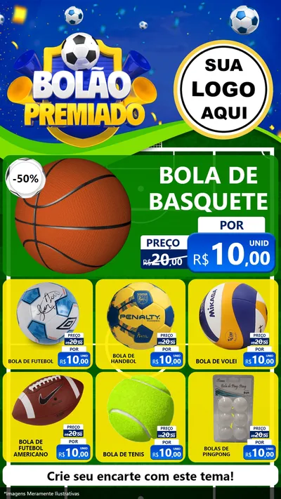 Modelo de Rede Social para Stories com o tema Bolão Premiado para Artigos Esportivos
