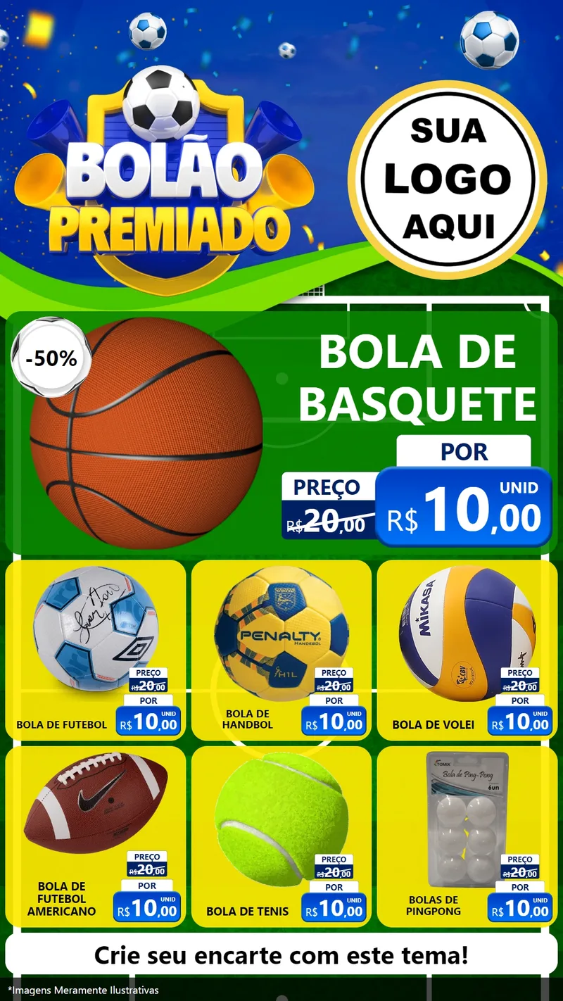 Modelo de Rede Social para Stories com o tema Bolão Premiado para Artigos Esportivos