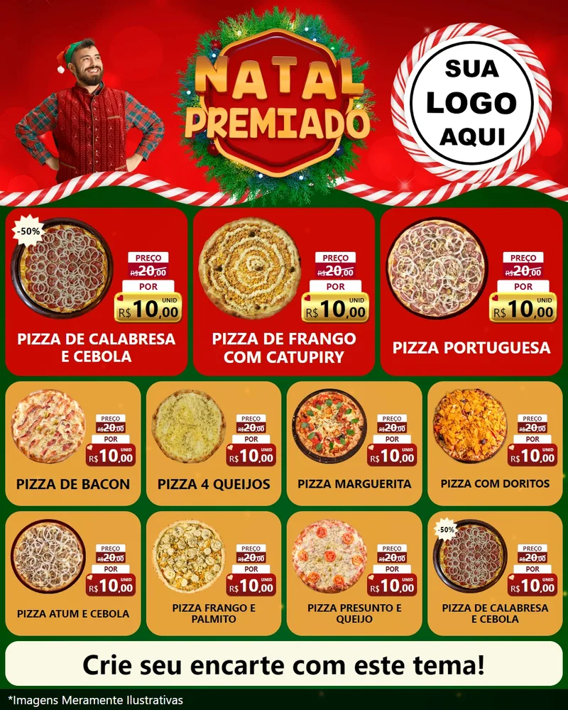 Modelo de Rede Social para Feed Instagram com o tema Natal Premiado para Pizzaria