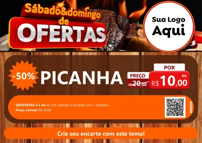 Modelo de Cartaz para Cartaz A4 Horizontal com o tema Sábado e Domingo de Ofertas - Carne / Açougue para Açougue