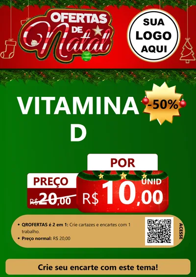 Modelo de Cartaz para Cartaz A4 Vertical com o tema Ofertas de Natal para Farmácia