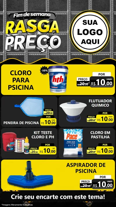 Modelo de TV para TV Vertical com o tema Fim de Semana Rasga Preço para Produtos para Piscina