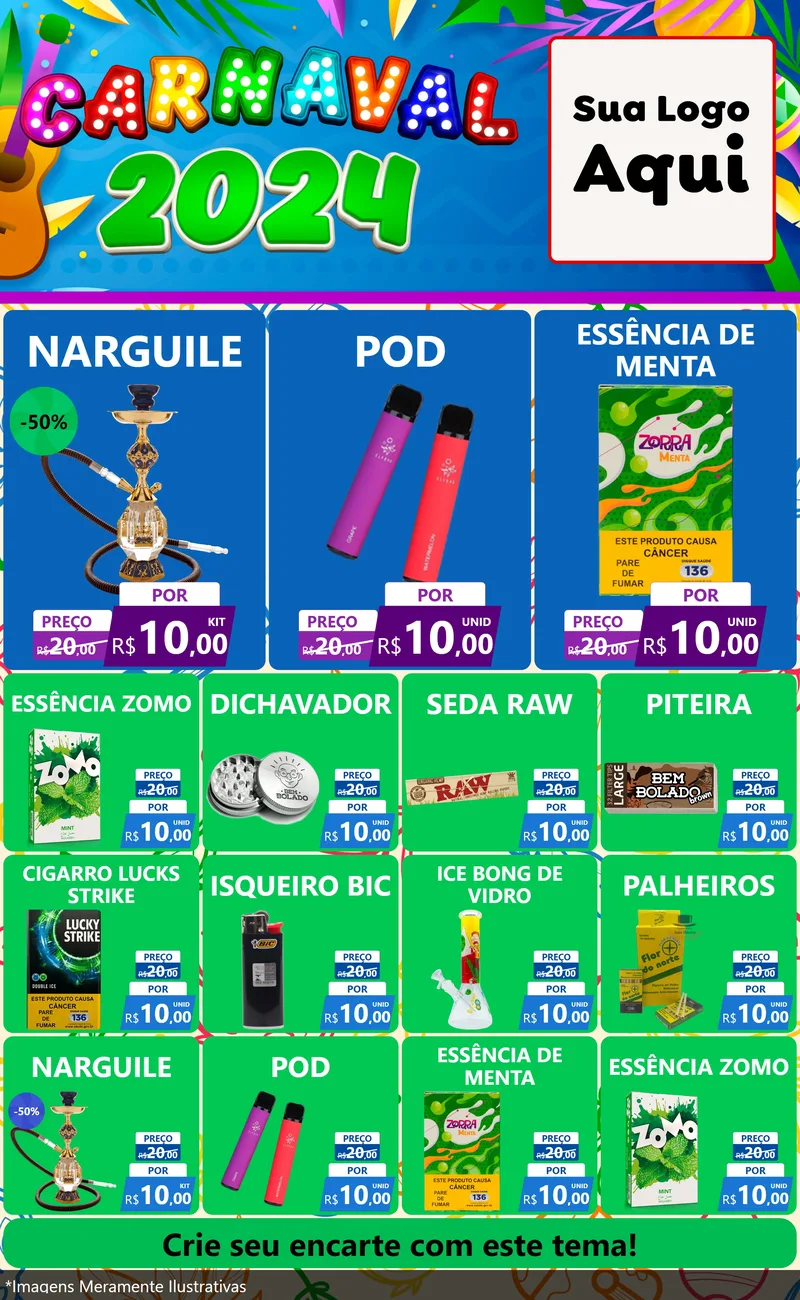 Modelo de Encarte para Encarte Grande com o tema Carnaval 2027 para Tabacaria
