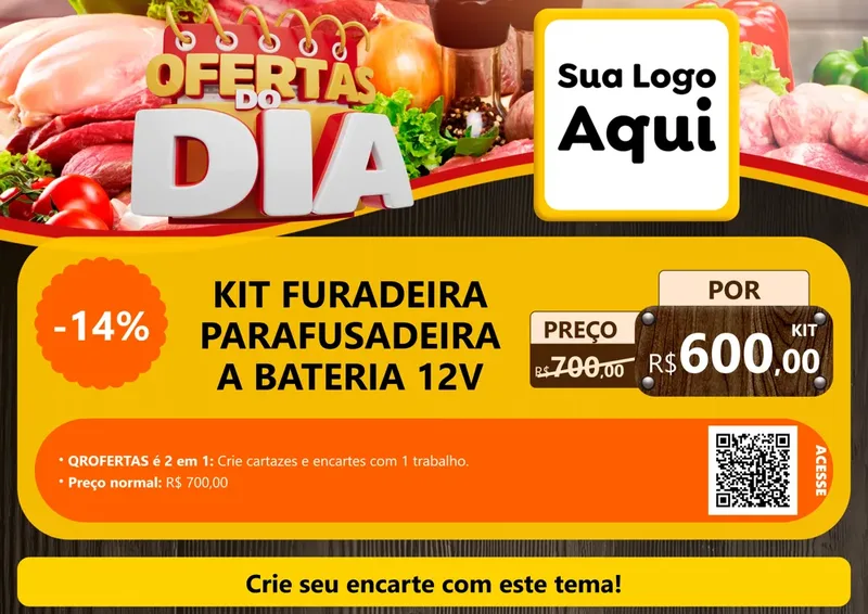 Modelo de Cartaz para Cartaz A4 Horizontal com o tema Ofertas do Dia para Maquinas e Ferramentas