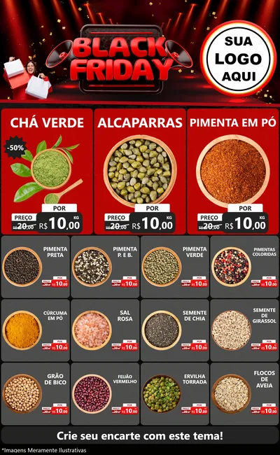 Modelo de Encarte para Encarte Grande com o tema Black Friday para Produtos Naturais
