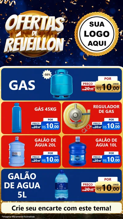Modelo de TV para TV Vertical com o tema Ofertas de Réveillon para Água e gás
