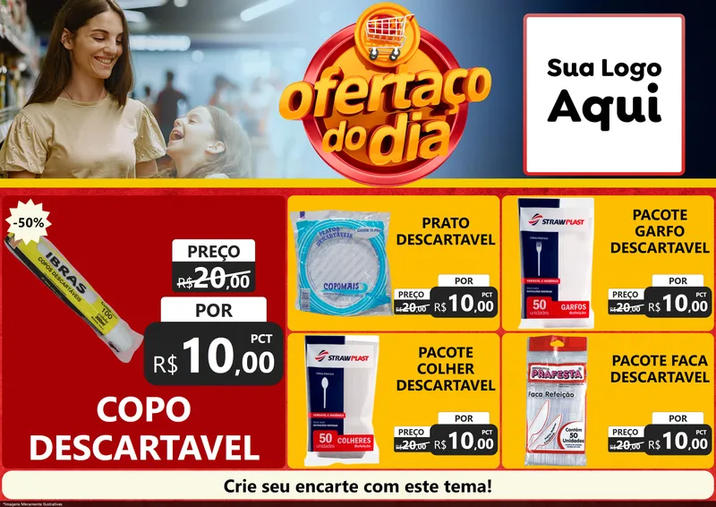 Modelo de Encarte para Encarte A4 Horizontal com o tema Ofertaço Do Dia para Embalagens