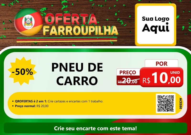 Modelo de Cartaz para Cartaz A4 Horizontal com o tema Oferta Farroupilha para Auto peças