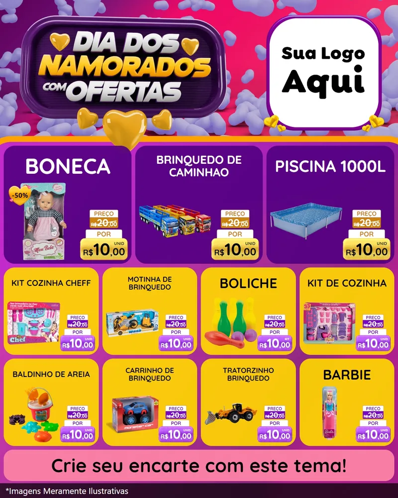 Modelo de Rede Social para Feed Instagram com o tema Dia Dos Namorados Com Ofertas para Brinquedos