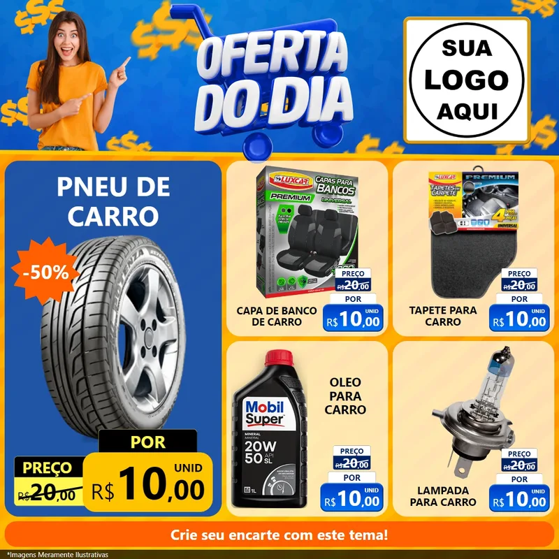 Modelo de Rede Social para Feed Facebook com o tema Oferta do Dia para Auto peças
