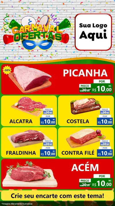 Modelo de TV para TV Vertical com o tema Carnaval de Ofertas para Açougue